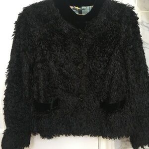 Etro black cropped faux fur jacket